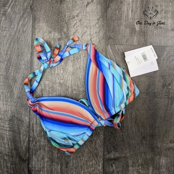 La Blanca Sunset Stripe Halter Bra Swim Top Size 4 - Picture 2 of 3